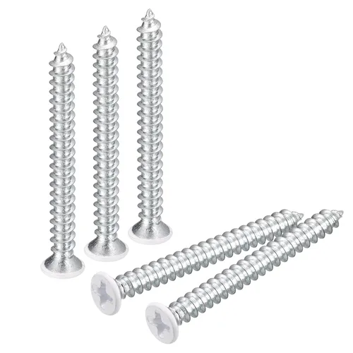 Vista 10 de uxcell Tornillos blancos ST2x4mm Tornillos autorroscantes, 100 tornillos Phillips de cabeza plana para madera para carpintería