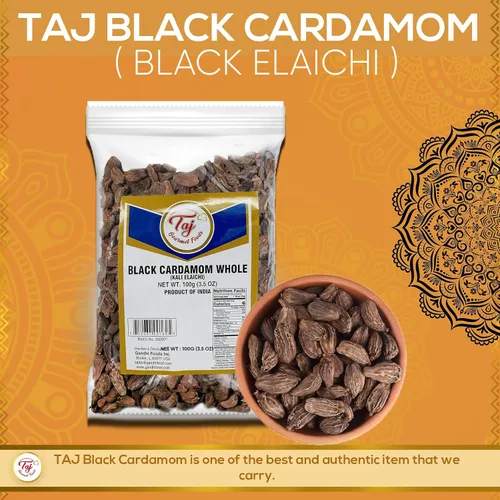 Vista 2 de TAJ Premium Indian Black Cardamomomo, Kali Elaichi, 3.5 onzas