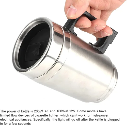 Vista 5 de Hervidor eléctrico portátil para automóvil, 12 V, taza de calefacción eléctrica para café, té, taza de calentamiento de agua, hervidor de viaje