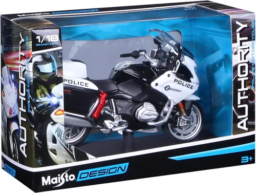 Vista 8 de BMW R1200RT - Serie de motocicletas de policía blanca con soporte de exhibición de plástico, modelo de motocicleta fundido a troquel 1/18 por Maisto