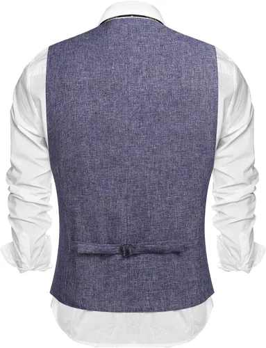 Vista 2 de COOFANDY Chalecos casuales de negocios para hombre, chaleco ligero y ajustado