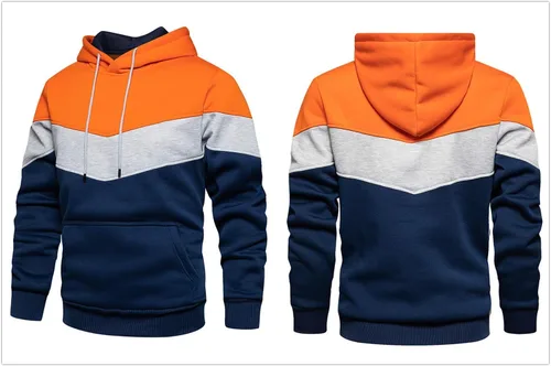 Vista 4 de Sudadera con manga larga estilo raglán en contraste, con forro polar, con capucha y bolsillo tipo canguro, para hombre