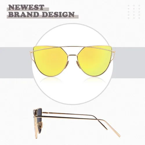 Vista 3 de Sunier Lentes planos con espejo de ojo de gato SR004 con marco de metal polarizado para mujer