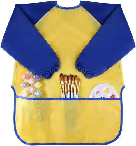 Vista 10 de KUUQA Delantal para Arte Impermeable para Niños, Delantales de Arte para Niños, Suministros para Pintar (Pinturas y pinceles no incluidos)