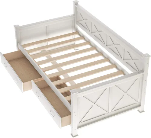 Vista 6 de Bellemave Marco de sofá cama individual con cajones de almacenamiento, plataforma de madera, sofá cama capitán para niños, dormitorio, sala de estar