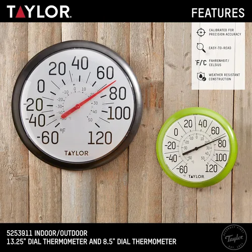 Vista 5 de Taylor Termómetros de pared para interiores y exteriores, juego de 2, negro y verde