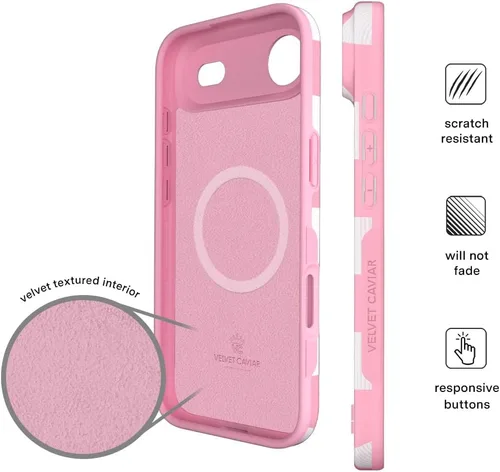 Vista 1312 de VELVET CAVIAR Funda para iPhone 15, compatible con MagSafe, probada contra caídas de 10 pies, fundas protectoras de diseño, leopardo color rosa