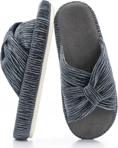 Vista 24 de Chantomoo - Pantuflas para mujer de espuma viscoelástica para la casa con cordón, lazo y tiras cruzadas, zapatos de cama cómodos y de moda