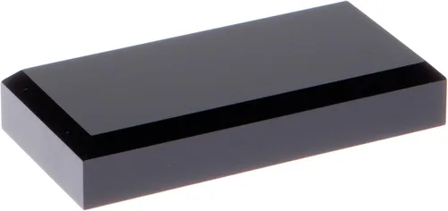 Vista 4 de Plymor Base de exhibición biselada rectangular de acrílico negro, 4" W x 2" D x 0.5" H
