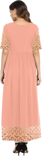 Vista 6 de Janasya Túnica india de crepé Kurti para mujer