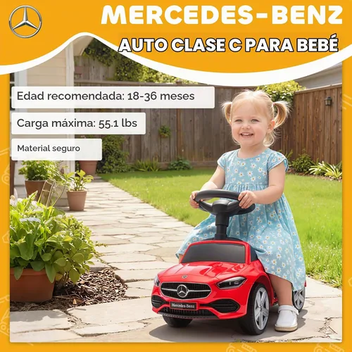 Vista 4 de Qaba Mercedes-Benz Clase C - Auto de paseo para niños de 18 a 36 meses Rojo
