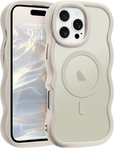 Vista 59 de Pepmune - Funda para iPhone 12 Pro Max con marco ondulado y estructura rígida, color mate claro, cubierta trasera unisex, compatible con Magsafe