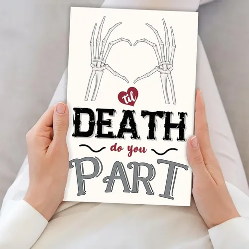 Vista 6 de BENNLOOS Tarjeta romántica de esqueleto para el día de la boda para parejas, regalos de boda de Halloween para mujeres y hombres, tarjeta de votos