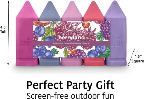 Vista 2 de Urban Infant Tiza para acera no tóxica para niños pequeños y niños, tiza gigante lavable para exteriores, Berry Land