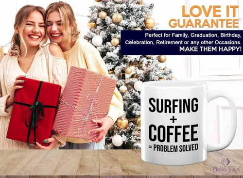 Vista 6 de Adventure - Taza de café de 11 onzas, color blanco, para surfear, tablas de surf, surf, playa, verano, playa, adolescente, amistad