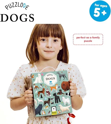 Vista 3 de Puzzlove Dogs (100 piezas) Rompecabezas de 5+ piso