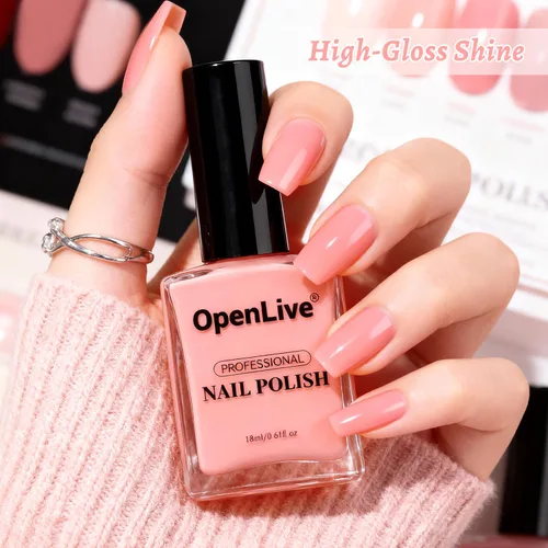 Vista 25 de OpenLive Esmalte de uñas negro de 0.6 fl oz, gran volumen, secado rápido, secado rápido y de larga duración, arte de uñas de color para bricolaje