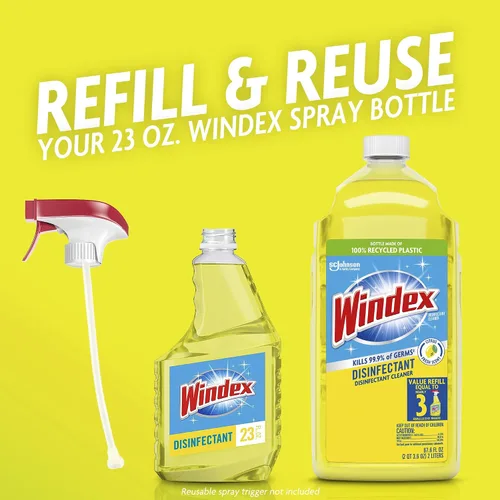 Vista 3 de Windex - Botella de repuesto para limpiador desinfectante multiusos en aerosol, fabricada con 100 % plástico reciclado, aerosol para limpieza