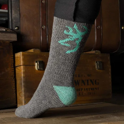 Vista 6 de Browning Calcetines de lana Buckmark para mujer, 2 pares de calcetines de lana para botas de exterior con soporte de arco