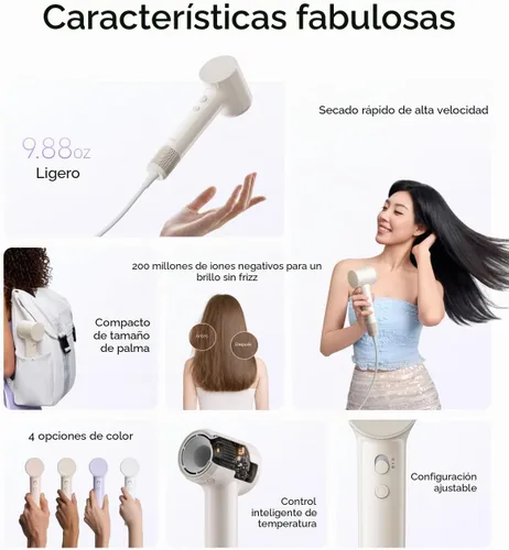 Vista 9 de Laifen Secador de pelo con difusor de aire, 15 x secador de alta velocidad Té de leche