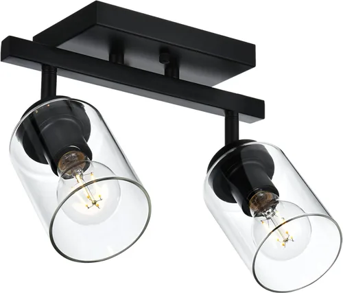 Vista 7 de Lámpara de tocador de 4 luces con pantalla de vidrio transparente, multidireccional, giratoria, de metal, con cabezales de riel ajustables