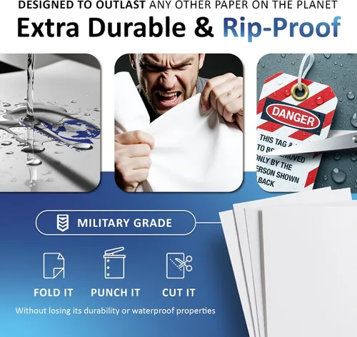 Vista 3 de Papel de copia TerraSlate para impresora láser impermeable, resistente a la lluvia, 5 mil, 8.5x11 pulgadas, 25 hojas