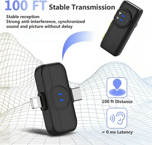 Vista 4 de MAYBESTA Micrófono Lavalier inalámbrico para iPhone y teléfono Android, micrófono de solapa Bluetooth para grabación de video con estuche de carga