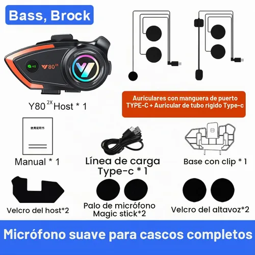 Vista 7 de Casco de motocicleta Bluetooth 1,640.4 ft 2 riders casco Bluetooth intercomunicador auriculares con CVC ruido calidad sonido altavoces sistemas