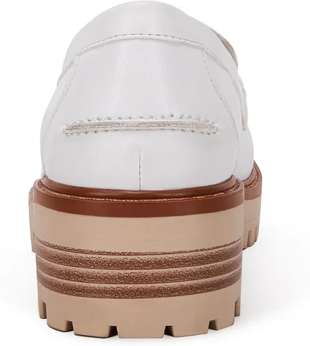 Vista 5 de VETASTE Mocasines clásicos de tacón grueso con plataforma y suela de lengüeta para mujer, con puntera redonda, zapatos Oxford con cadena de metal