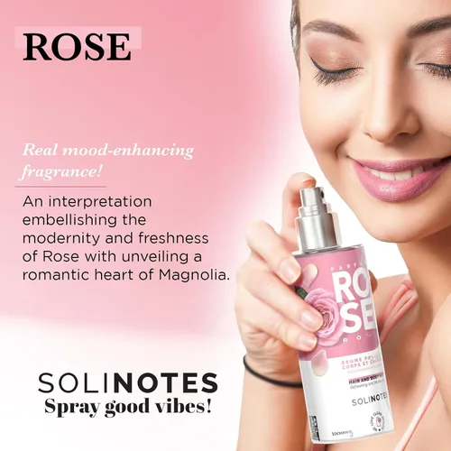 Vista 4 de Solinotes Rose Body & Hair Mist, Fragancia perfumada en aerosol, Francia, 8.5 fl oz