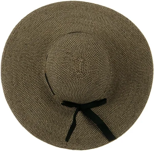 Vista 5 de Jeanne Simmons Sombrero de borde plano ancho UPF 50+ con ribete negro - Tweed negro