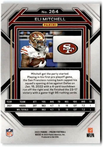 Vista 2 de 2022 Panini Prizm #264 Eli Mitchell San Francisco 49ers NFL Football Trading Card