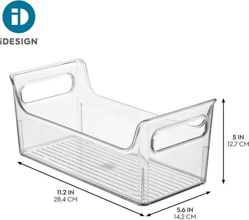 Vista 4 de iDesign - Organizador de condimentos de plástico con asas para nevera, transparente, fabricado en Estados Unidos For Fridge, Made in USA