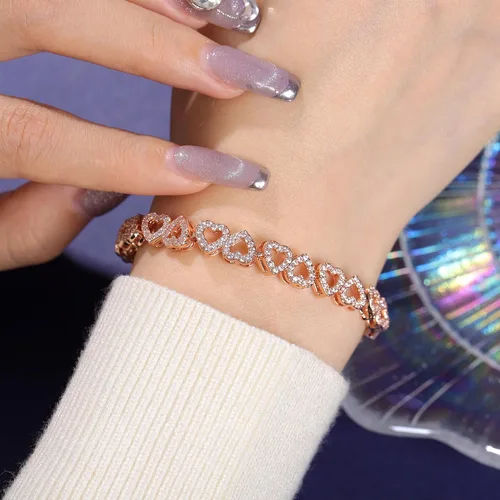 Vista 9 de Erecter Infinity Heart Symbol Charm Link Bracelet for Women Cubic Zirconia Bangle Crystal Love Bracelet Jewelry Anniversary Jewelry Christmas