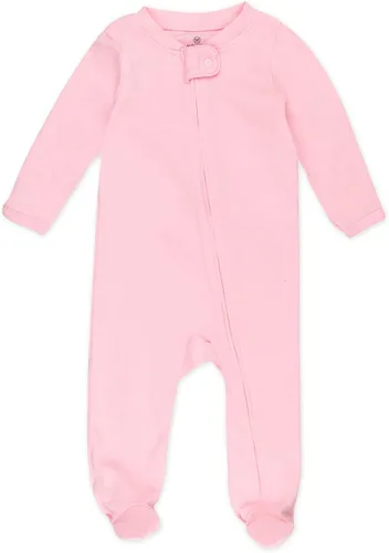 Vista 4 de HonestBaby Pijama de una pieza con pies para dormir y jugar, con cremallera frontal, 100% algodón orgánico para niñas