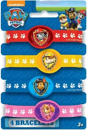Vista 3 de Artículos para fiesta de cumpleaños Paw Patrol, Pulseras, Colores Variados