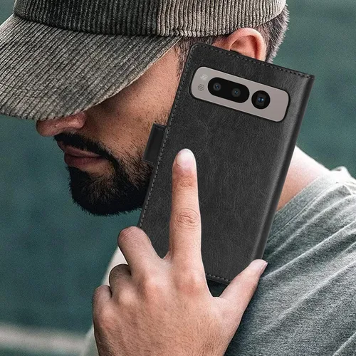 Vista 6 de ZZXX Funda tipo cartera plegable para Google Pixel con [bloqueo RFID] con ranura para tarjetas, cierre magnético, funda protectora de cuero