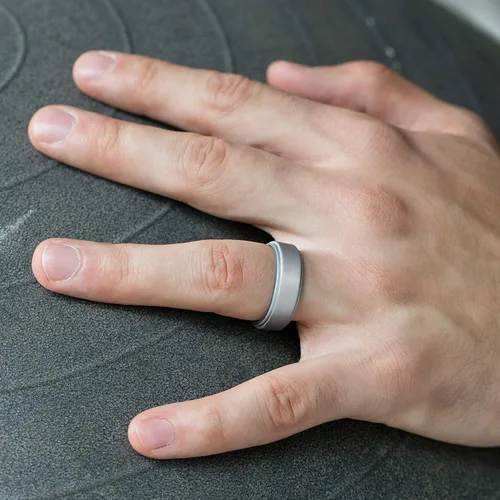 Vista 8 de ROQ Silicone Rubber Wedding Ring for Men, Comfort Fit, Men's Wedding Band, Breathable Rubber Engagement Band, 8mm Wide 2mm Thick, Step Edge, Multi