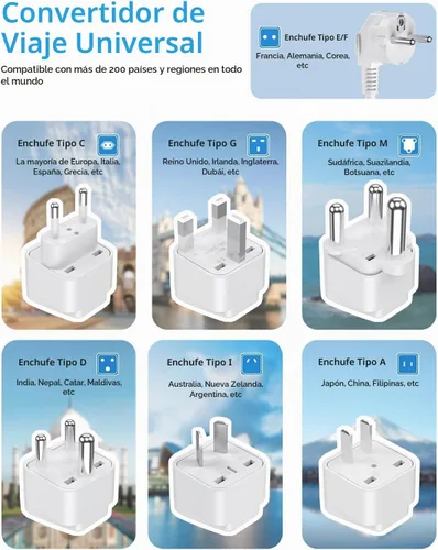 Vista 5 de VINTAR Convertidor de 220 V a 110 V, convertidor de voltaje de viaje de Blanco