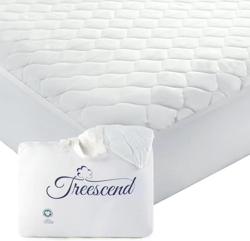 Vista 9 de Protector de colchón orgánico 100% algodón Protector de colchón orgánico GOTS transpirable y silencioso con durabilidad premium de 300 GSM Marfil