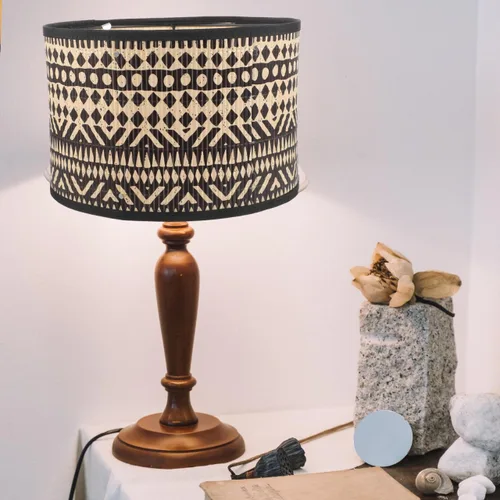 Vista 4 de DOITOOL Pantalla de lámpara de bambú bohemia de 12 pulgadas, repuesto de cubierta de tambor impresa para lámparas de mesa, lámpara de piso