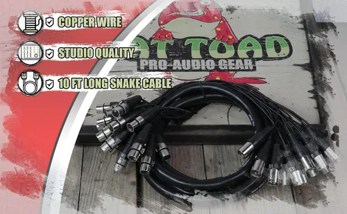 Vista 6 de Fat Toad Cable de serpiente XLR de 16 canales de 10 pies (ShieldedPRO X Series) – Cable de conexión de audio para estudio, escenario, interfaz