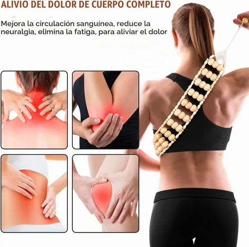 Vista 2 de KintKita Herramientas de masaje de terapia de madera, herramienta de cuerda de rodillo de masaje de madera, kit de maderoterapia, masajeador