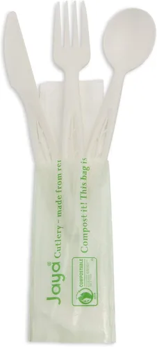 Vista 10 de Jaya Cubiertos 100% compostables de 6.5 pulgadas, tenedor, negro, caja de 1000