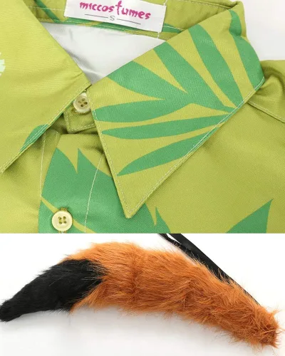 Vista 5 de miccostumes Disfraz de zorro para hombre con corbata de cola y orejas