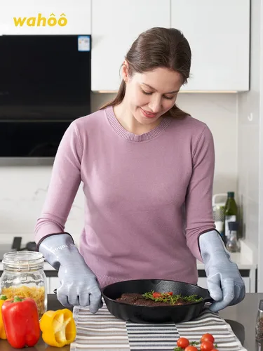 Vista 6 de LANON Protection Wahoo Guantes de silicona líquida para horno ahumador, grado de contacto con alimentos, guantes resistentes al calor para cocinar
