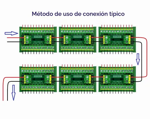 Vista 5 de OONO Montaje a tornillo 30A/300V 2x12 Posición Bloque de terminales Módulo de distribución.