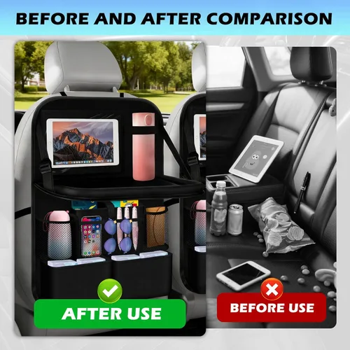 Vista 3 de Organizador de asiento trasero mejorado 2026, organizador multifuncional para asiento trasero con bandeja para autos y portavasos, Roadtrip