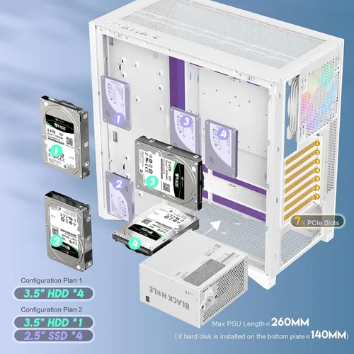 Vista 8 de Estuche de PC SAMA V Mesh de torre media - Estuche de PC para juegos con alto flujo de aire, panel frontal de malla y panel lateral de vidrio