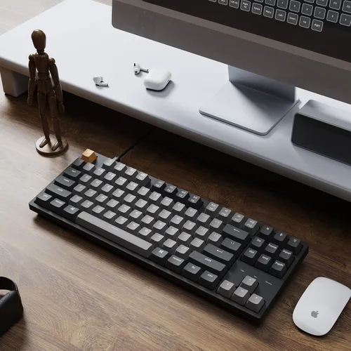 Vista 9 de Keychron Teclado mecánico con cable C1 Pro, diseño TKL, retroiluminación RGB programable QMK con interruptor rojo silencioso K Pro intercambiable